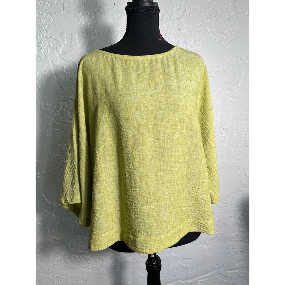 Adrianna Papell XL Chartreuse Green Oversized Draped Blouse Top